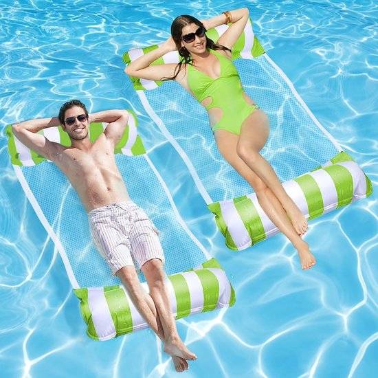 Waterhangmat - 2 Stuks - Inclusief Pomp - Water Hangmat - Luchtbed Zwembad - Luchtmatras Opblaasblaar - Zwembad - Strand - Waterspeelgoed - Vakantie - Must Have Voor In De Zomer! van Merkloos