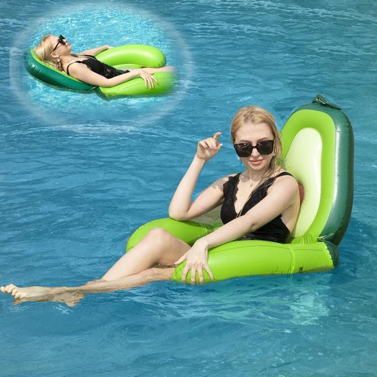 Waterhangmat met net - Opblaasbaar avocado drijvend speelgoed - 120 kg draagvermogen - Zomer zwembadfeestjes waterhangmat van Funwater
