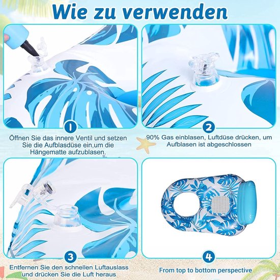 Waterhangmat voor zwembad volwassenen groot zwembad - Luchtmatras met bekerhouder 228 x 173 cm - Opblaasbaar zwembadbed waterspeelgoed - Zwembadaccessoires - Volwassenen - . Waterhangmat van Aequasax