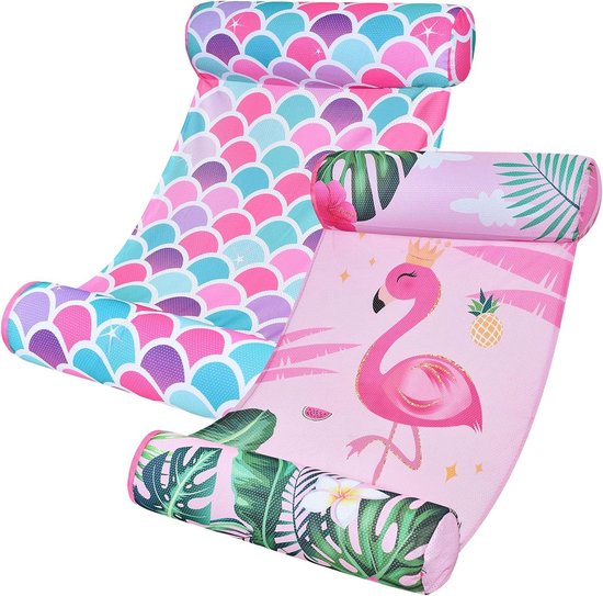 Waterhangmat - Zeemeermin drijvende hangmatten - Opblaasbare zwemstoel voor flamingo zwembad - Zomerentertainment - Zwembadfeesten Waterhangmat van Aquantco