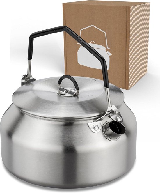 Waterketel 1 l van roestvrij staal - camping en outdoor - theepot | draagbare campingketel 1000 ml voor thuis van Normani.
