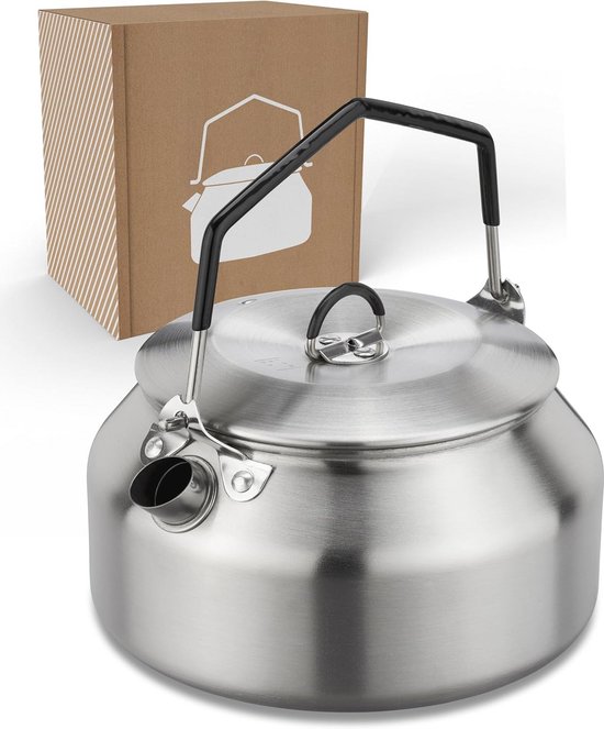 Waterketel 1 l van roestvrij staal - camping en outdoor - theepot - draagbare campingketel 1000 ml voor thuis