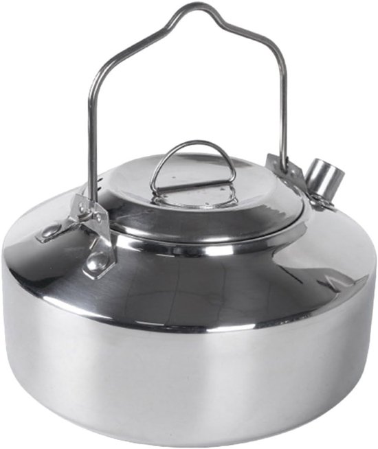 Waterkoker Camping - Theepot RVS - Buiten Koken - Met Fluitje - 1 Liter - Rood
