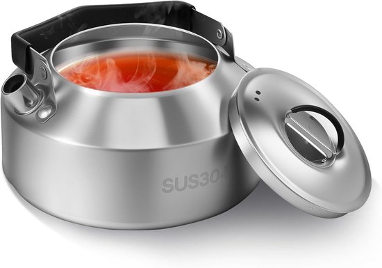 Waterkoker Outdoor - Camping Ketel - Koffie en Thee - Anti-scald handvat - 1 Liter - Zilver