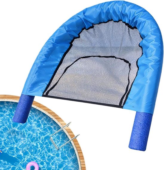 Waterligstoel met Net - Hangmat Zwembad - Ontspannen in Water - Ademende Mesh Zitting - 150 cm Lengte - Blauw