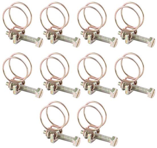 Waterslang Slangklemmen Set - Verstelbaar - Dubbele Draad - RVS - IJzer - 6 Stuks 13-51 mm - Slangklem