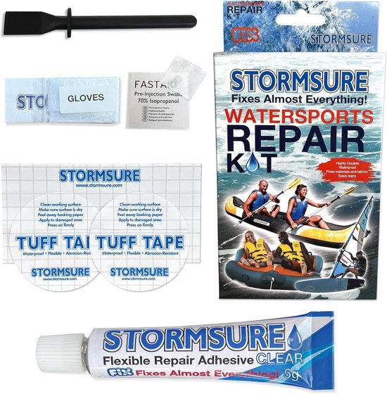 Watersport Reparatieset - Lijm Kit - Repareren Herstellen Versterken - Flexibele Polyurethaan Lijm - 7 cm x 2 cm - Transparant van Merkloos
