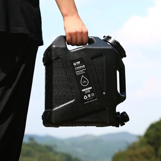 Watertank Jerrycan 12 Liter voor Outdoor Camping - Zwart - BPA-vrij - Legerstijl van Campart