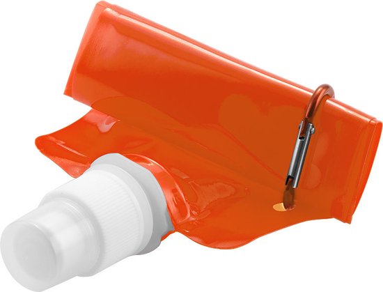 Waterzak met karabijnhaak - Drinkzak - Opvouwbaar - Festival - oranje - PET - 400 ml van Festivalsurvival.