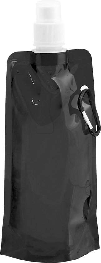Waterzak met karabijnhaak - Drinkzak - Opvouwbaar - Festival - zwart - PET - 400 ml van Mayro
