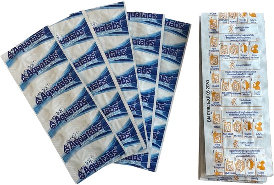 Waterzuiveringstabletten - 100 tabletten - 100L schoon drinkwater - ideaal voor noodpakket van Travelsafe