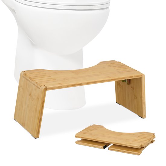 wc krukje - inklapbaar - bamboe - tot 60 kg - toiletkrukje