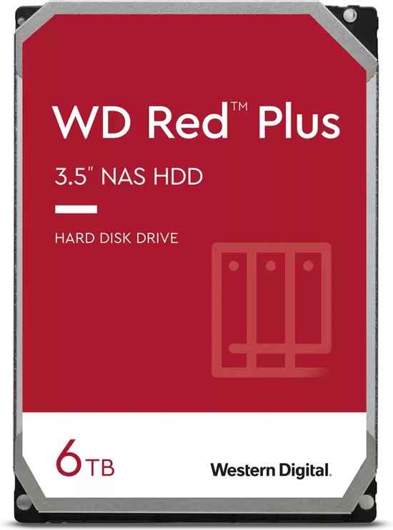 WD Red Plus WD60EFPX - Vaste schijf - 6 TB - intern - 3.5" - SATA 6Gbs - 5400 tpm -buffer: 256 MB van WD