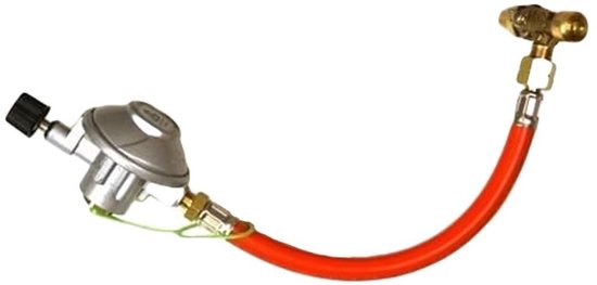 Weber Gaslangset met Drukregelaar – 30 mbar – Geschikt voor Weber Q1000, Q1200 en Andere Apparaten – 1/4" Links Aansluiting – Inclusief Gaskraan – Ideaal voor Kamperen en Mobiel Gebruik van Weber