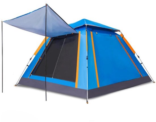 Webzon - Pop-up Tent 2-4 Personen - Automatische Waterdichte Kampeertent - Binnen 1 Minuut Opgezet - 210D Oxford - Met Muggengaas, Ventilatie & Draagtas - Voor Camping, Festival & Strand - Blauw