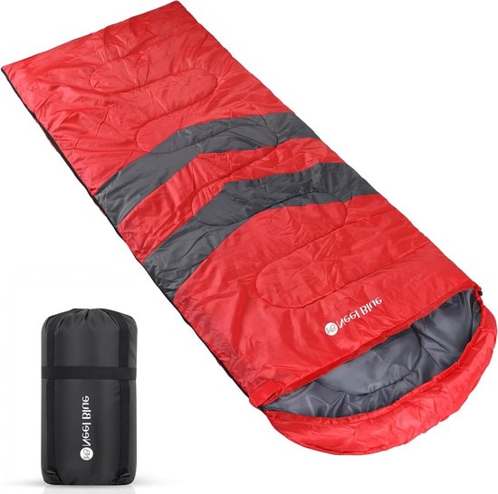 WedDecor Double Sided Zipper Waterproof Sleeping Bag for Adults 1.8m - 4 Seasons, Ultralight, Compact Sleeping Bag for Backpacking, Camping, Hiking, Hunting, Travel (Red)