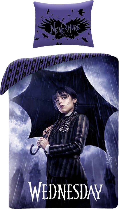 Wednesday Dekbedovertrek Nevermore 140 x 200 cm (70 x 90 cm) van Merkloos