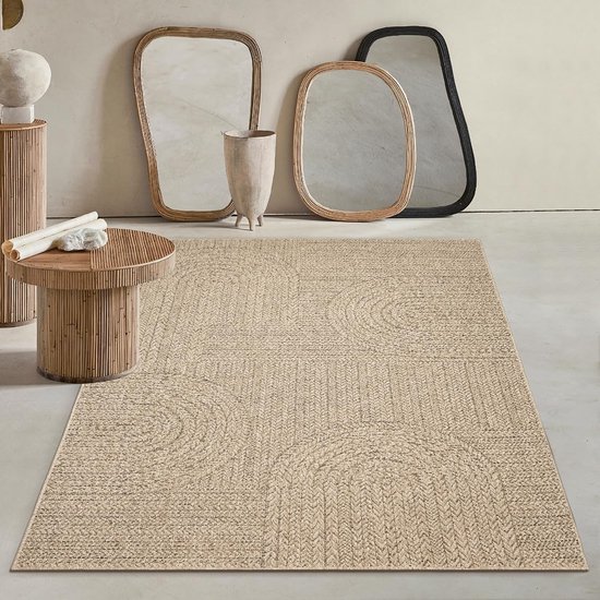 Weerbestendig Binnen en Buiten Tapijt in Jute-look voor Terras en Tuin (60x180 cm)