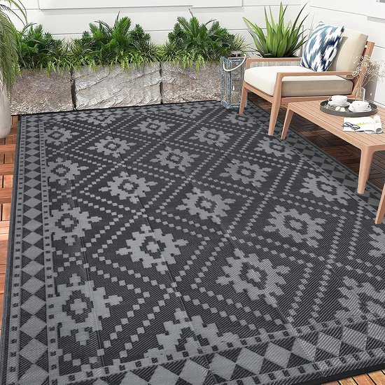 Weerbestendig Buitentapijt 240x300 cm - Omkeerbare Vloermat voor Terras, Balkon en Camper