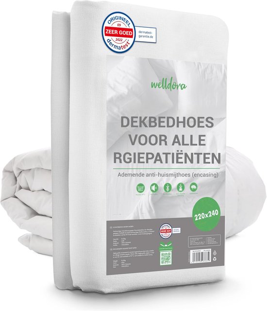 Welldora Anti-Allergie Dekbedovertrek 220x240 cm met Rits | Dekbed Overtrek tegen Huisstofmijt & Allergenen | Medisch getest en Oeko-Tex Gecertificeerd | Ademend, Wasbaar tot 95°C | Dekbedhoes 220 x 240 Volwassenen | Voor gevoelige Huid & Allergieën van Merkloos