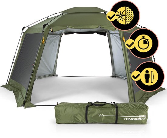 Where Tomorrow Pop-up Paviljoen – Opvouwbare Partytent voor Camping en Outdoor, Stabiel en Waterafstotend Tuinpaviljoen met Insectenbescherming, Zon- en Regenbescherming van Where Tomorrow