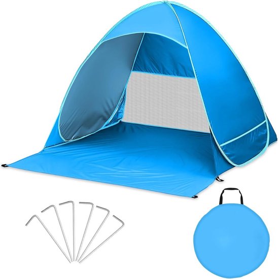 White-Label® Strandtent UV Bescherming - Strandtent Baby Pop Up – Strandtentje Extra Licht – Strandschelp – Strand Tent – Blauw