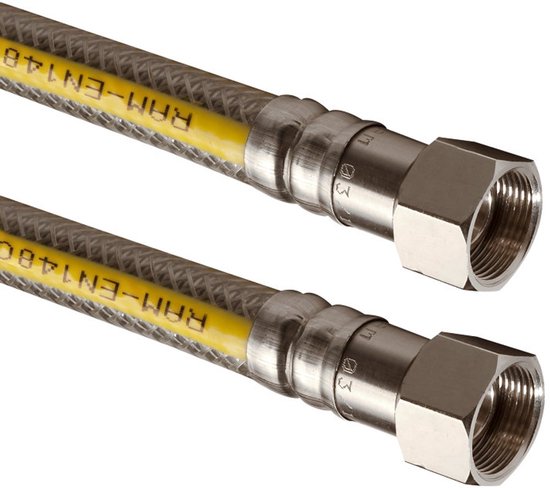 Wiggo Superflex Premium 1500 mm – Buigbare roestvrijstalen gasslang voor fornuis kookplaat cv ketel gaskachel vaste en mobiele aansluiting