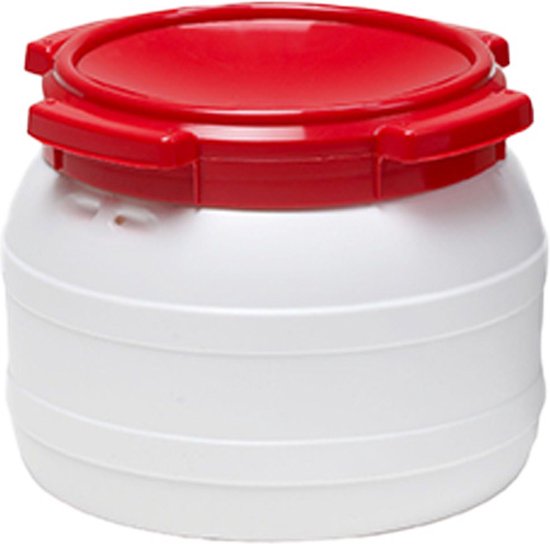 Wijdmondvat - Waterkluis 10,4 liter wit met rood deksel van Sunware
