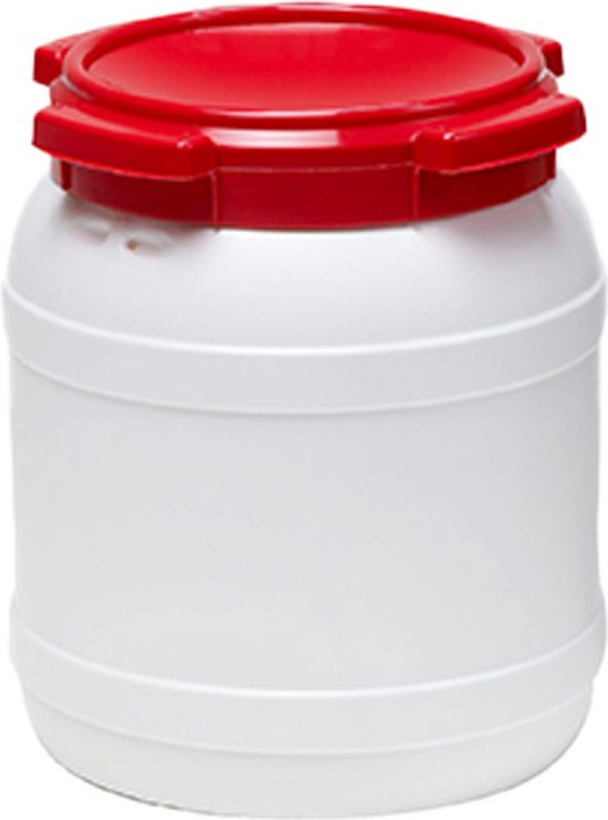 Wijdmondvat - Waterkluis 15,4 liter wit met rood deksel van Sunware
