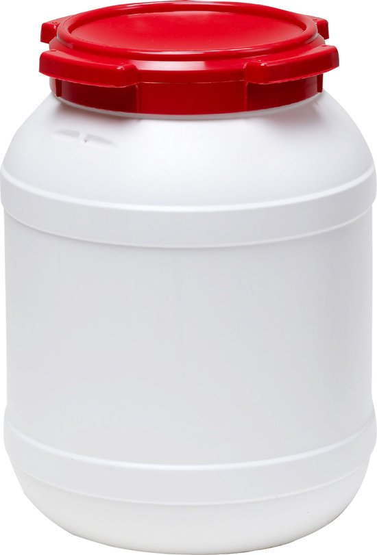 Wijdmondvat - Waterkluis 26 liter wit met rood deksel van Sunware
