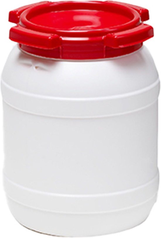 Wijdmondvat - Waterkluis 6,4 liter wit met rood deksel van Sunware