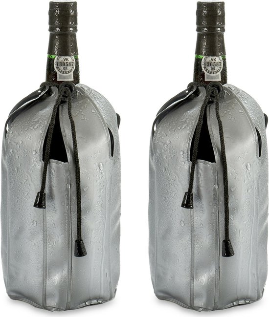 Wijnkoeler/flessenkoeler/koelhoud hoesje - 2x - voor flessen - wijn/water/champagne - 25 cm van Love-Q Artisan.
