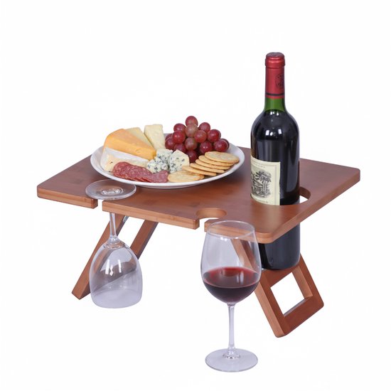 Wijntafel - 40x20x30 cm - picknick - bruin