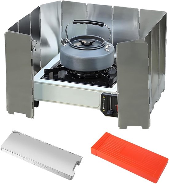 Windbescherming voor Campingkooktoestellen, Lichtgewicht en Vouwbaar, Aluminium, Ideaal voor Buiten, Grillen en Picknicken