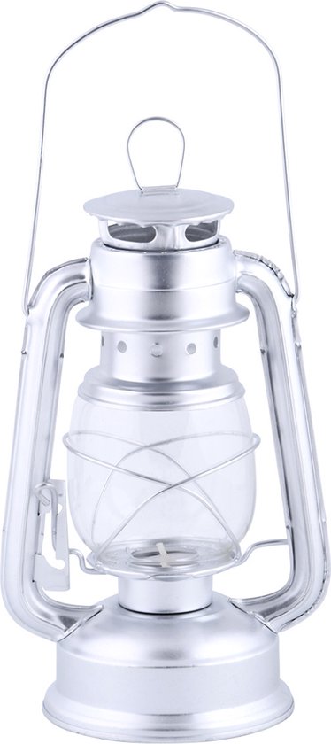 Windlicht / olielamp zilver 24 cm hoog voor waxinelichtjes van Lumineo