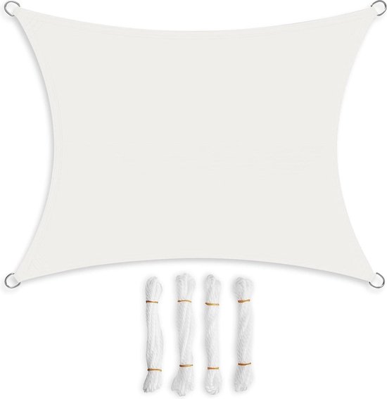 Windscherm camping Zonnezeil 3 x 5 m waterdicht - UV-bescherming - polyester - camping - wit windscherm camping van Merkloos