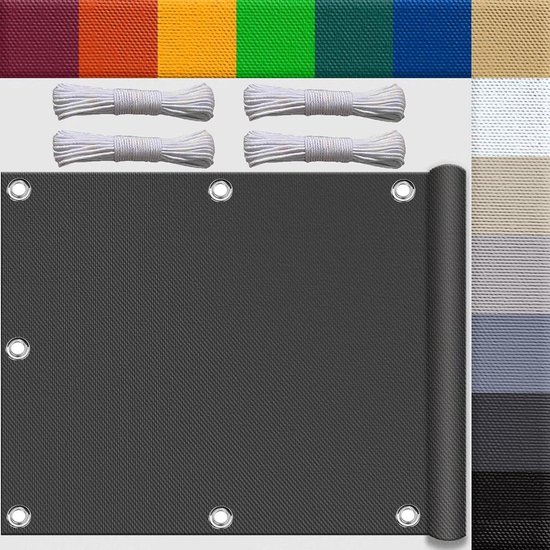 Windscherm camping Zonnezeil waterdicht 15 x 2 m - klein - groot - mini - balkon - windscherm - zeildoek - winterbestendig - zichtscherm - balkonstof - overkapping - balkon - terras - zwembad - antraciet windscherm camping van Merkloos