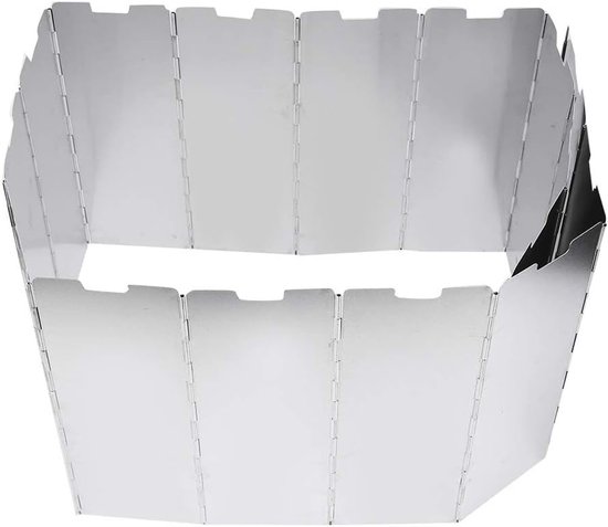 Windscherm campingkooktoestel, 16 voorruiten voor fornuis, aluminium campingkooktoestel voor outdoor, picknick, BBQ