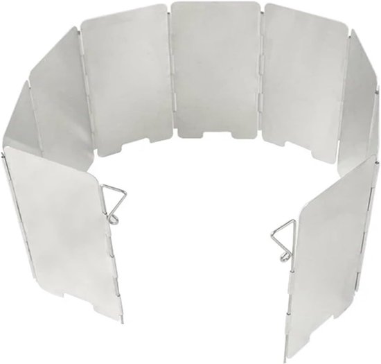 Windscherm Kooktoestel - 9 Platen - Outdoor Koken - Opvouwbaar Aluminium - 65.5 cm - Zilverkleurig