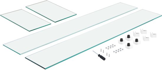 Windscherm van Glas, 773 x 367 x 191 mm, voor Rechthoekige Vuurtafel, 8 mm Gehard Glas, Stabiel, met Aluminium Bevestiging en Rubberen Voetjes, Eenvoudige Montage. van Merkloos
