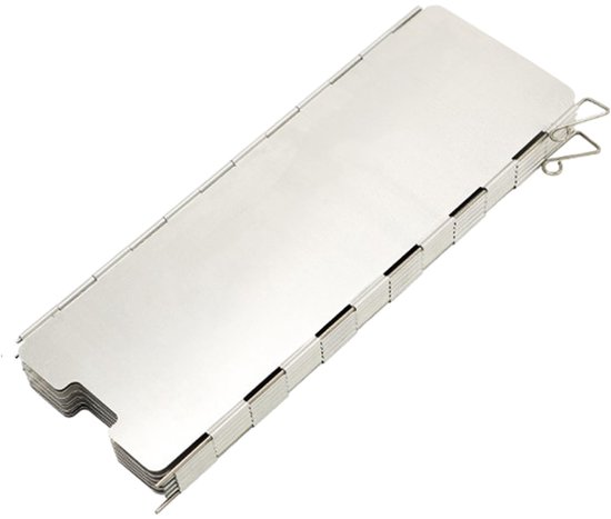 Windscherm voor buiten - opvouwbaar - verstelbaar windscherm voor kampeerkooktoestel - roestvrije aluminiumlegering - winddicht, geschikt voor barbecues, kamperen, picknicks en feesten - 10 stuks - met stoffen tas van Merkloos