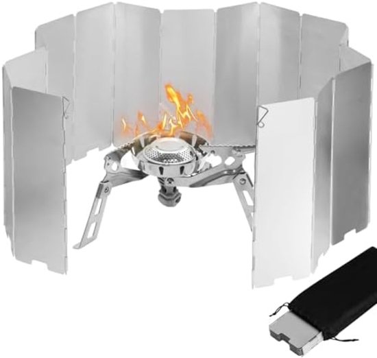 Windscherm voor Campingkooktoestel - 16 Delige Set - Lichtgewicht Aluminium van Merkloos