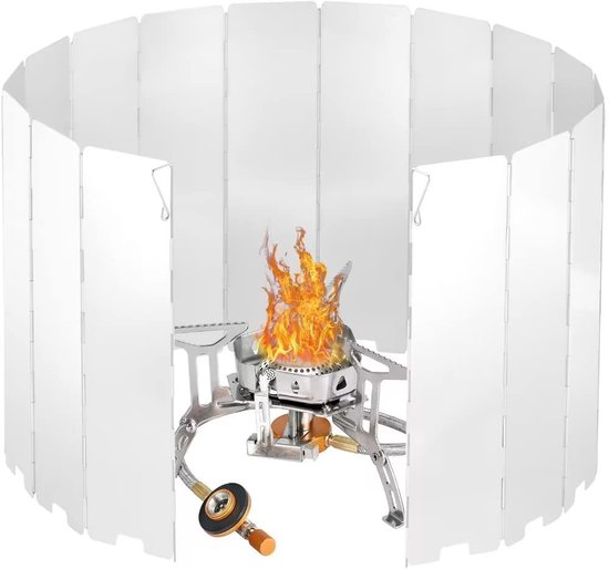 Windscherm voor campingkooktoestel - Bescherming tegen wind - 1 stuk - Aluminium van Merkloos