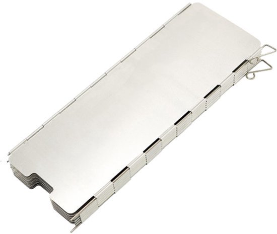 Windscherm voor campingkooktoestel – Opvouwbaar & verstelbaar – Roestbestendige aluminiumlegering – Windscherm voor barbecue, kamperen, picknicks en bijeenkomsten – Set van 10 panelen – Inclusief opbergtas