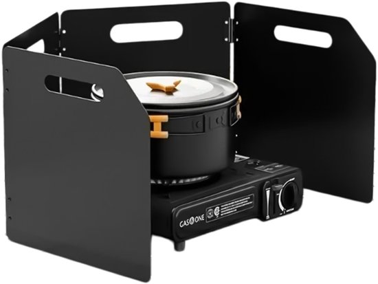 Windscherm voor Gasfornuis - Windscherm voor Buitenfornuis - Opvouwbaar - Draagbaar - met Opbergtas - Geschikt voor Wandelen en Barbecueën - 50X24,8X25cm