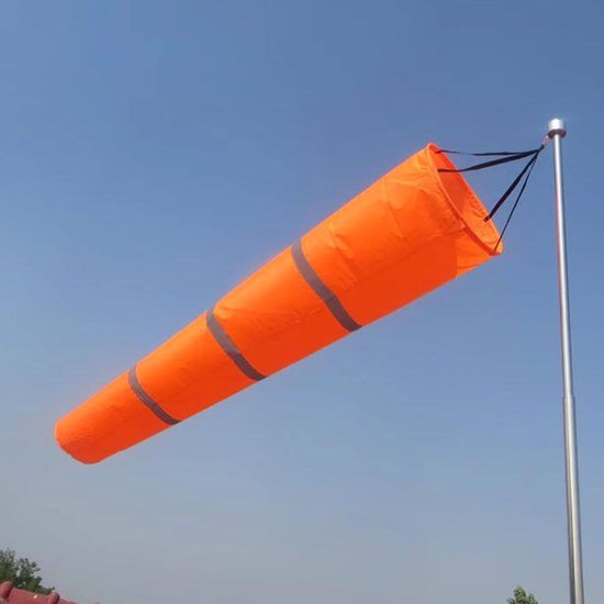 Windzak Compleet - Windrichting Indicator - Buiten Weer - Reflecterende Band - 0.8m Windzak - Oranje