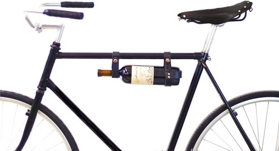 Wine Carrier Rack - Bicycle Bottle Houder voor het maken van wijn - Zwart Leer van M-Wave