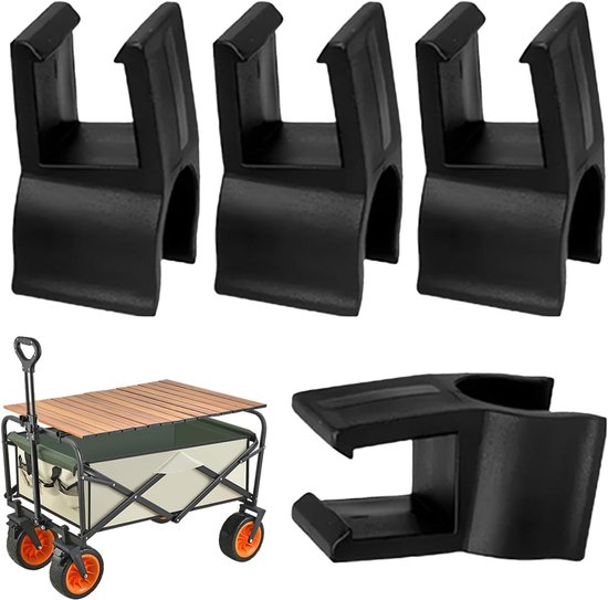 Winkelwagen Tafel - Kar Accessoires - Buitenactiviteiten - Tool-free Installatie - 4 Stuks - Zwart