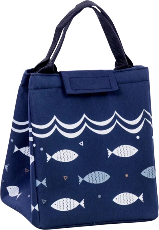 Winkrs - Lunchbag met isolatie - Blauwe lunchbag met vissen - Koeltas voor lunch en broodtrommel. van Winkrs