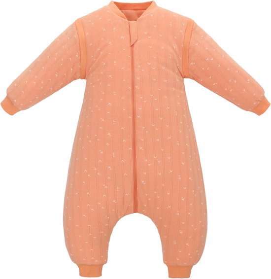 Winter Babyslaapzak 2,5 TOG met Voeten en Afneembare Mouwen van Biologisch Katoen voor Baby's en Peuters - Oranje, M